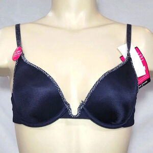 34B Lily Of France 2177200 Extreme U-Plunge UW Bra Black‎ NWT